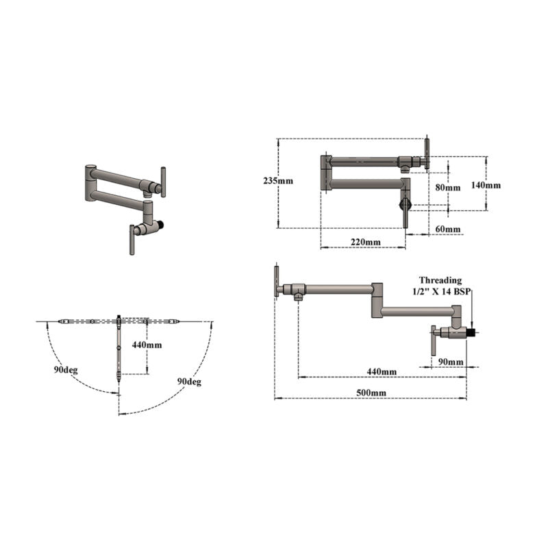 POT FILLER - VIKING - ( CHROME - SS 304 - 0x15 mm - 0inchX0.6inch )