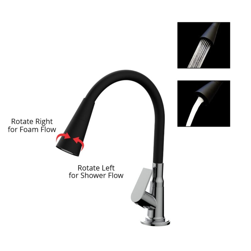 SINK COCK WITH 2 FLOWS FLEXIBLE SPOUT - VIKING - ( POLISHED CHROME - BRASS - 0x15 mm - 0inchX0.6inch )
