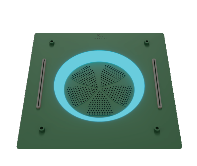 HYDRA LED CEILING SHOWER 3 FLOW WITH INST KIT - LUXELET - ( FOREST GREEN - TIBO - 550x500 mm - 22inchX20inch )