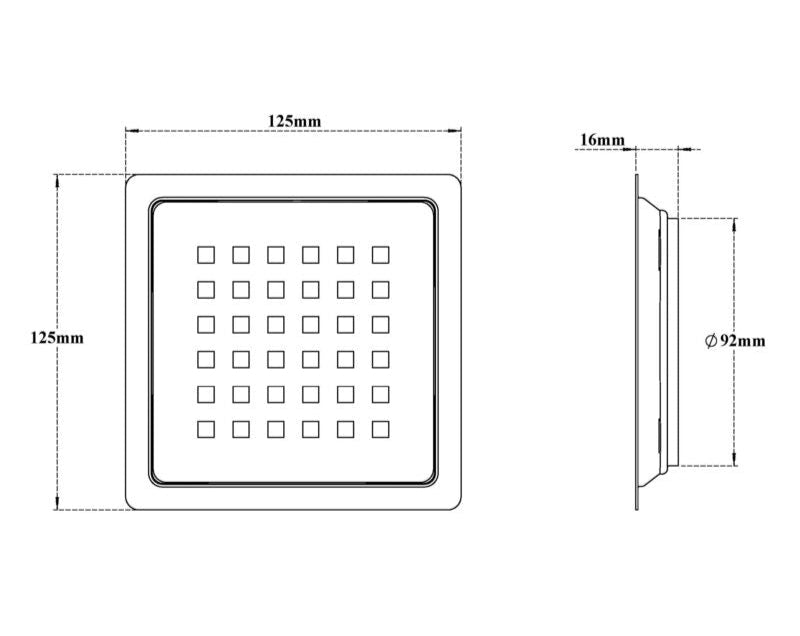 SS 304, 2 IN 1 DRAINER SQUARE W/O HOLE - VIKING -  ( ROSE GOLD BRUSHED -  - 125x125 mm - 5inchX5inch )