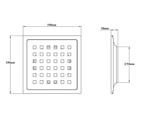 SQUARE DRAINER FRAME W/O COCKROACH TRAP - VIKING -  ( CHR -  - 150x150 mm - 6inchX6inch )