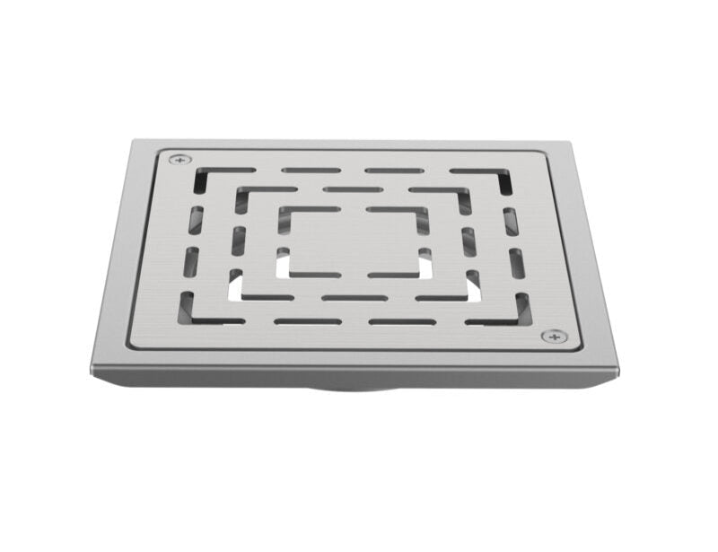 SQURE DRAINER BRUSHED W/O COCKROACH TRAP - VIKING -  ( CHR -  - 150x150 mm - 6inchX6inch )