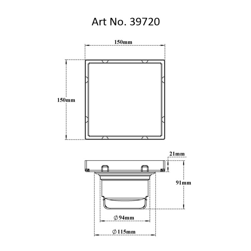 TILE MARBLE DRAINER SS 304 - VIKING -  ( CHR -  - 0x150 mm - 0inchX6inch )