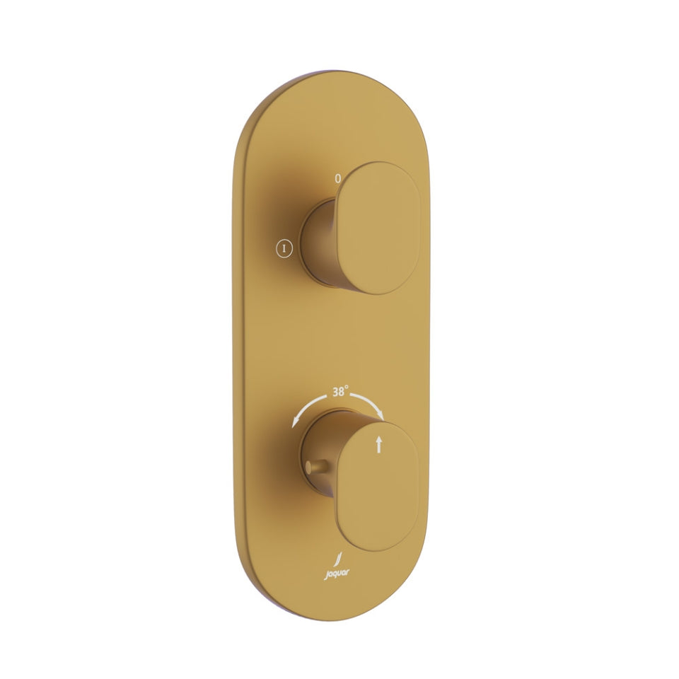AQUAMAX EXPOSED PART KIT OF THERMOSTATIC SHOWER MIXER WITH 2-WAY OUTLET & SLEEVE (COMPATIBLE WITH ALD-681N)- JAQUAR FAUCETS - ( GOLD MATT PVD - OPAL PRIME - 0x15 mm - 0inchX0.5inch )