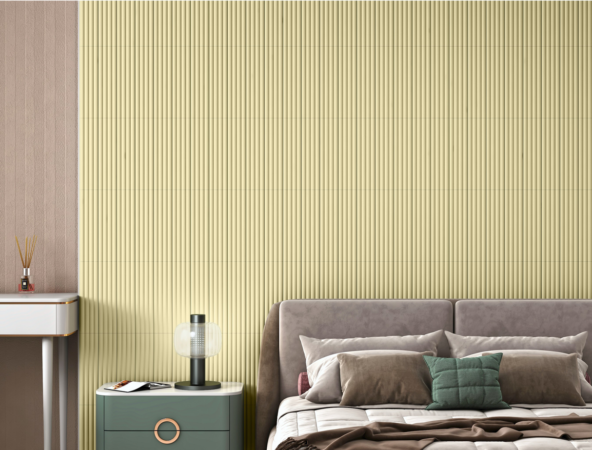 FLUTE CHALK YELLOW 10MM - COLORTILE -  (  - FLUTE MATT - 300x75 mm - 12inchX3inch )