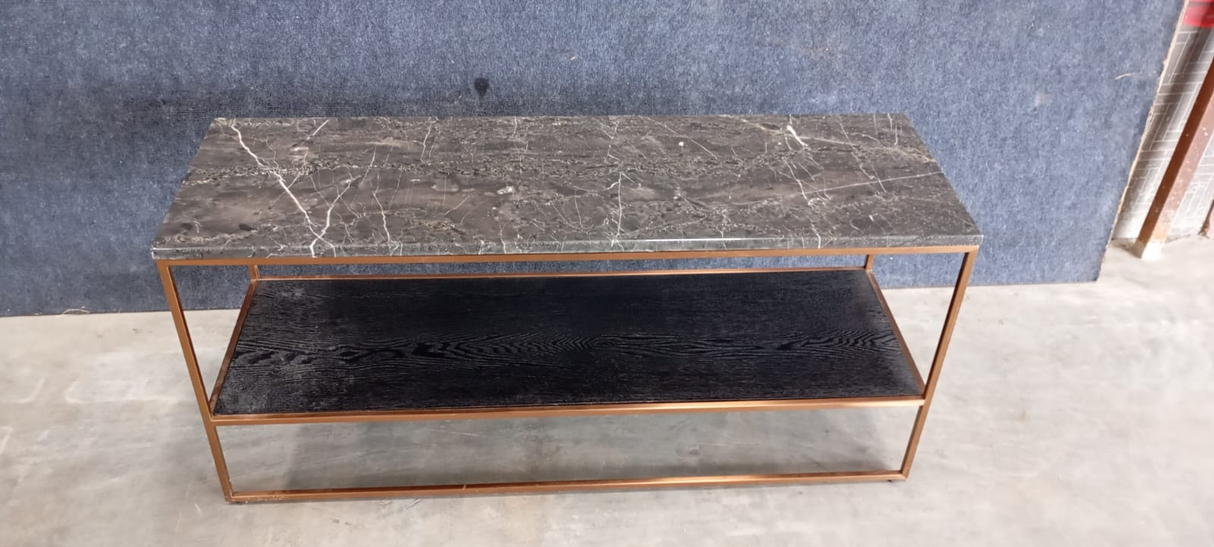 SIDE TABLE COFFEE TABLE W/ SS LEGS PVD COATED & MARBLE TOP - FURNITURE - ( - BUENA CASA - 1092x3556x508 mm - 43.68inchX142.24inchX20.32inch)