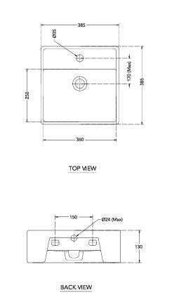 WASH BASIN INOX - HINDWARE - ( STAR WHITE - ITALIAN - 385x385 mm - 15inchX15inch )