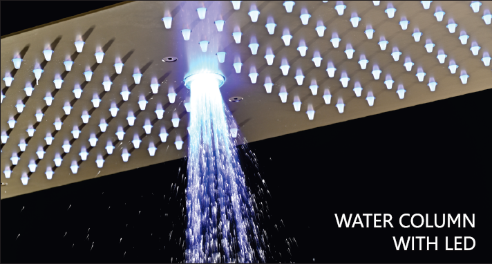 HYDRA LED CEILING SHOWER 4 FLOW WITH INST KIT - LUXELET - ( STEEL BRONZE - MIK - 900x300 mm - 36inchX12inch )