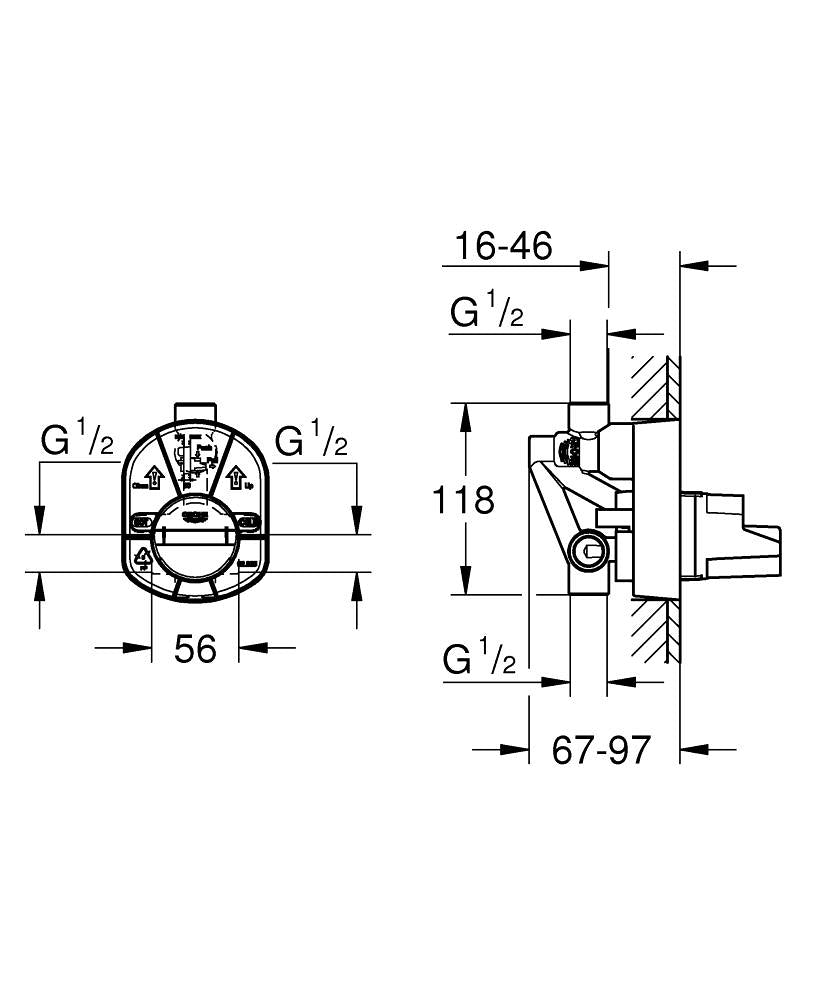BODY CONCEALED - GROHE - ( CHROME - G3 - NON RAPIDO - 0x15 mm - 0inchX0.6inch )