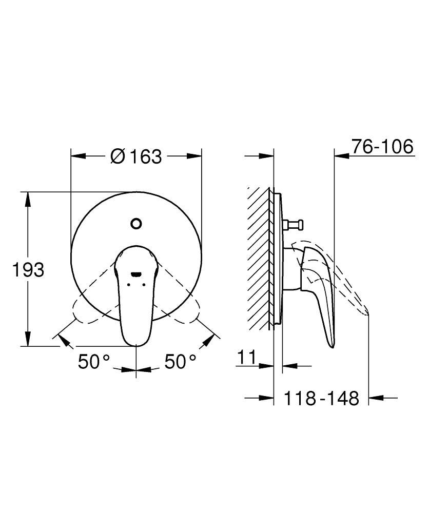 EUROSTYLE 2015 SOLID 1-HANDLE BATH/SHOWER MIXER - GROHE - ( CHROME - G3 - EUROSTYLE - 0x15 mm - 0inchX0.6inch )
