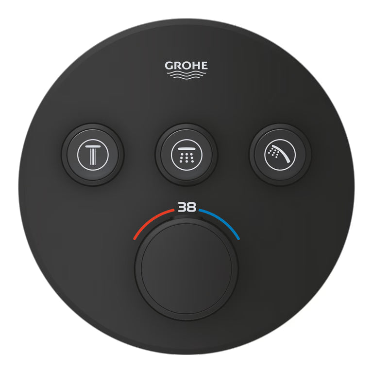 GROHTHERM SMARTCONTROL THERMOSTAT FOR CONCEALED INSTALLATION WITH 3 VALVES - GROHE - ( PHANTOM BLACK - G4 - GROHTHERM - 0x15 mm - 0inchX0.5inch )