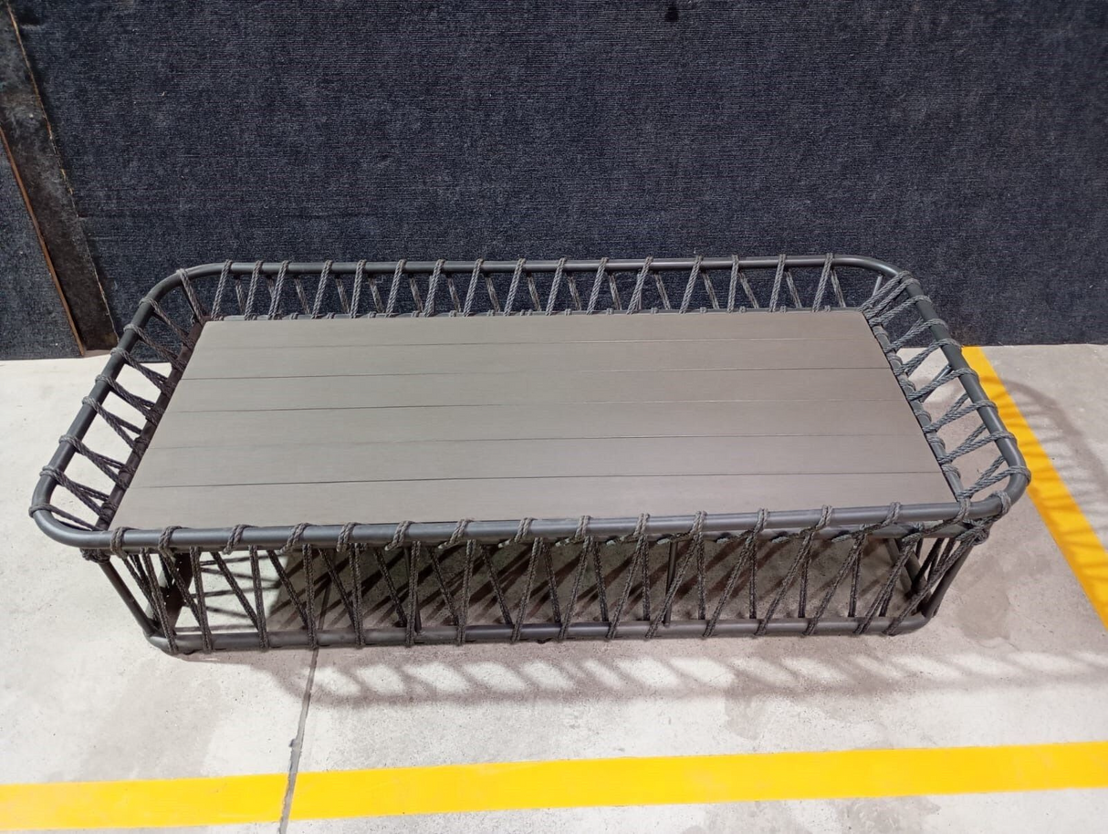 OUTDOOR CT2 RECTANGULAR COFFEE TABLE, AL FRAME WEAVED ROPE WITH WPCTOP - FURNITURE - ( - BUENA CASA - 1499x1511x356 mm - 59.96inchX60.44inchX14.24inch)