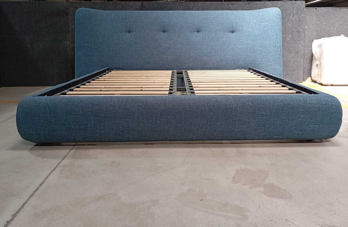 SB56A-WINGED KING SIZE BED (W/O STORAGE) (BLUE) (HEAD BOARD L-2642mm,W-1956mm,L-2083mm) - FURNITURE - (BLUE - BUENA CASA - 1981x1829 mm - 79.24inchX73.16inch)