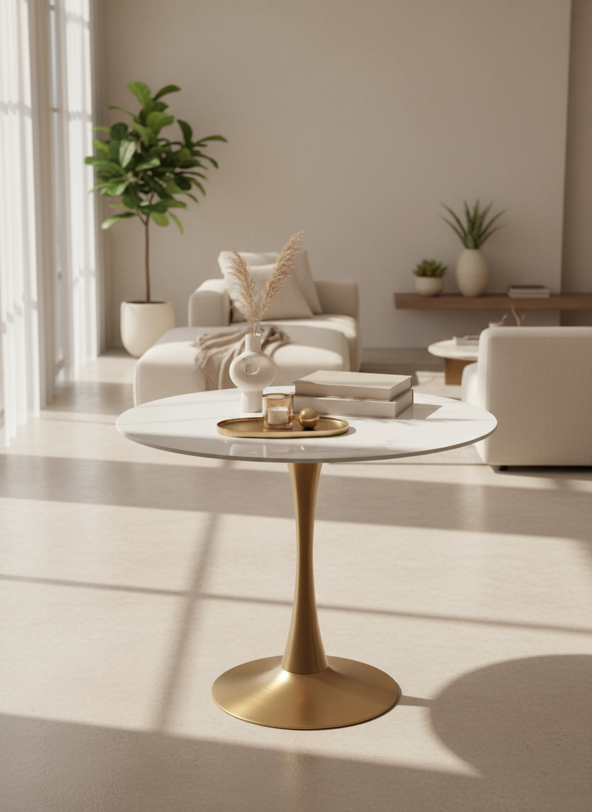 COFFEE TABLE FURNITURE SS BASE GALVIN GOLD FINISH MATT W/ PORCELAIN TOP - FURNITURE - ( - BUENA CASA - 0x902x749 mm - 0inchX36.08inchX29.96inch)