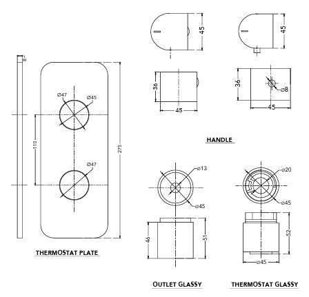 EXPOSED KIT 3 WAY THERMOSTAT-EDGE - HINDWARE FAUCETS - ( CHROME - - 0x15 mm - 0inchX0.6inch )