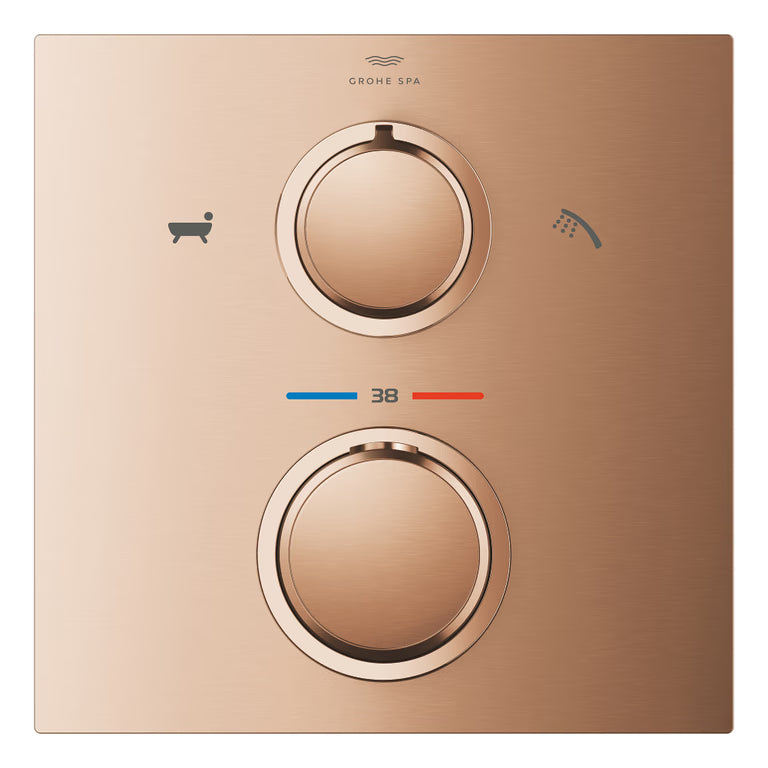 ALLURE THERMOSTATIC BATH/SHOWER MIXER- 2 WAY DIVERTER HAND SHOWER & BATH FILLER - GROHE - (BRUSHED WARM SUNSET - G5-ALLURE - 0x15 mm - 0inchX0.5inch)
