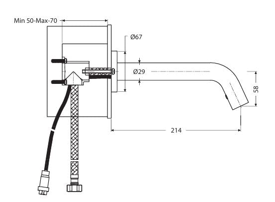 SENSOR WALL MOUNTED SPOUT FLORA (AC & DC) - HINDWARE FAUCETS - ( POLISHED CHROME - FLORA - 0x15 mm - 0inchX0.6inch )