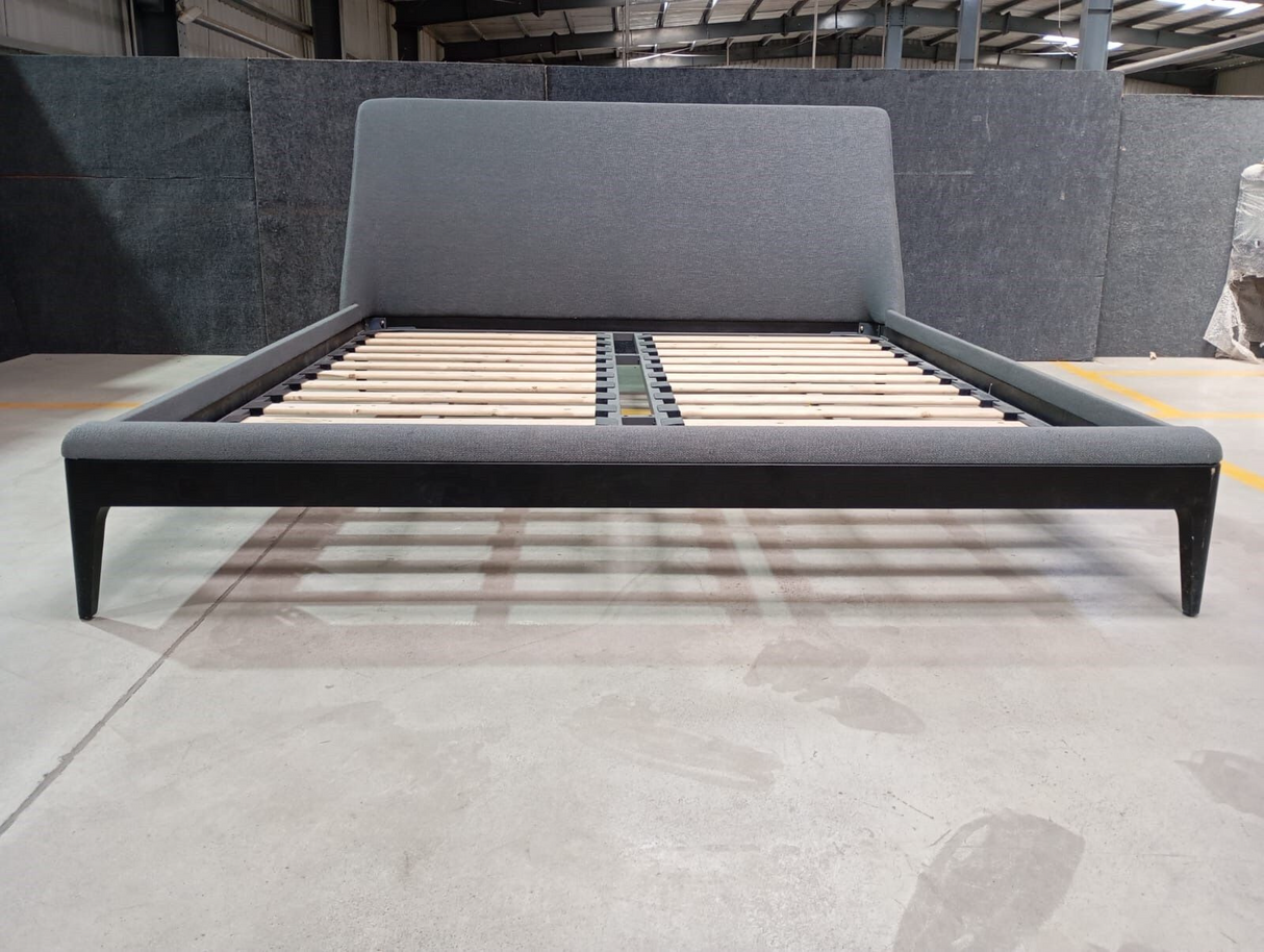 SB705-ADELINE KING SIZE BED (W/O BED STORAGE)(BLUE) (HEADBOARD L-1854mm,L-2133mm,W-1930mm) - FURNITURE - (DARK GREY - BUENA CASA - 1981x1829 mm - 79.24inchX73.16inch)