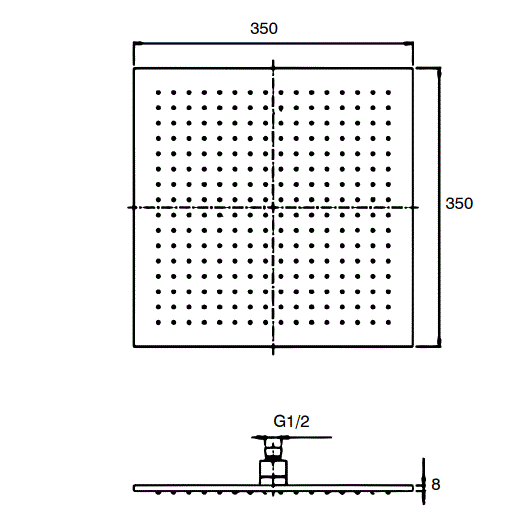 BRASS RAIN HEAD SHOWER WITH POWDER FLOW - AQUANT - ( MATT BLACK - - 350x350 mm - 14inchX14inch )