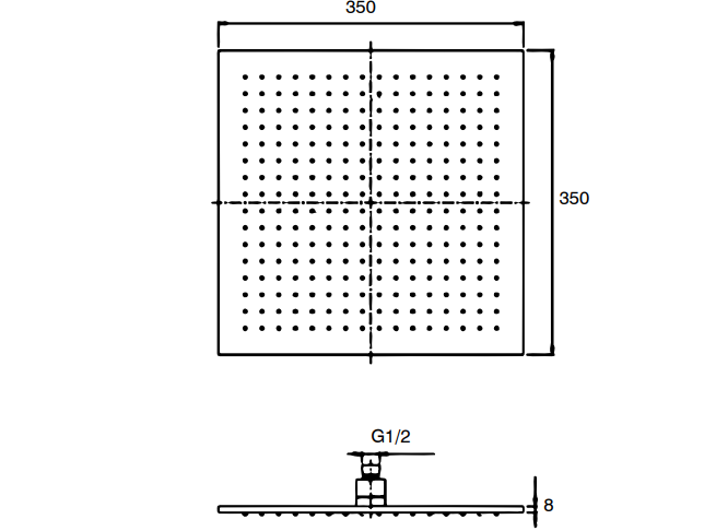 BRASS RAIN HEAD SHOWER WITH POWDER FLOW - AQUANT -  ( BRUSHED GOLD -  - 350x350 mm - 14inchX14inch )