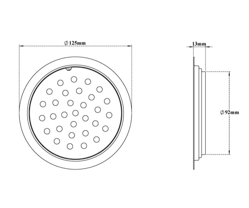 S.S DRAINER RND(2 IN 1 GRATING ) W/O.HOLE - VIKING -  ( CHR -  - 0x125 mm - 0inchX5inch )