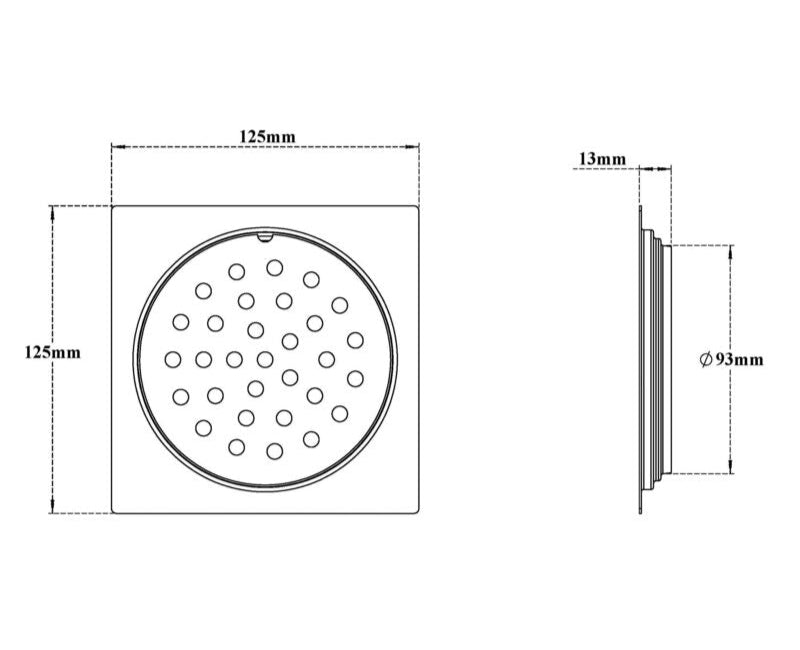 S.S DRAINER SQU(2 IN 1 GRATING)W/O.HOLE - VIKING -  ( CHR -  - 0x125 mm - 0inchX5inch )