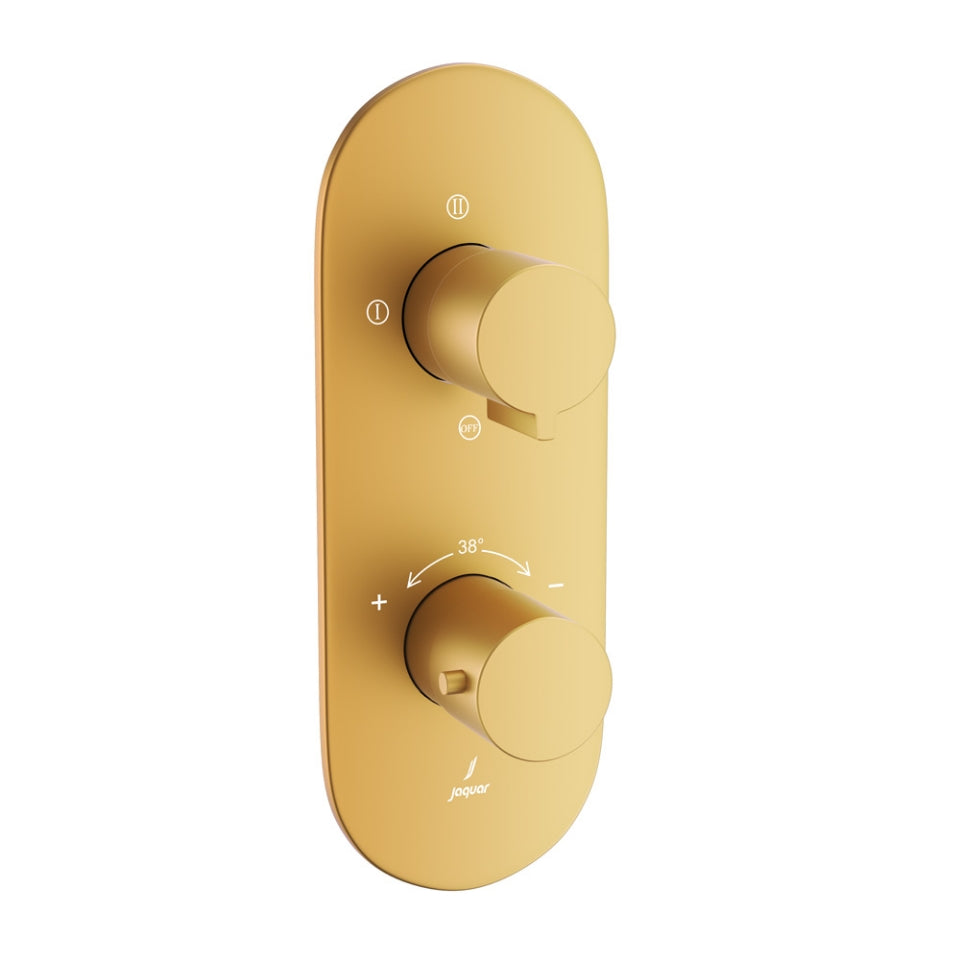 AQUAMAX EXPOSED PART KIT OF THERMOSTATIC SHOWER MIXER WITH 3-WAY OUTLET & SLEEVE (COMPATIBLE WITH ALD-683N)- JAQUAR FAUCETS - ( GOLD MATT PVD - LAGUNA - 0x15 mm - 0inchX0.5inch )