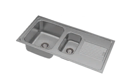 1.5 BOWL W/DRAINBOARD (DEPTH 8INCH) THK 1MM - CARYSIL -  ( MATT FINISH - MONOPRESS SINK - 1000x508 mm - 40inchX20inch )