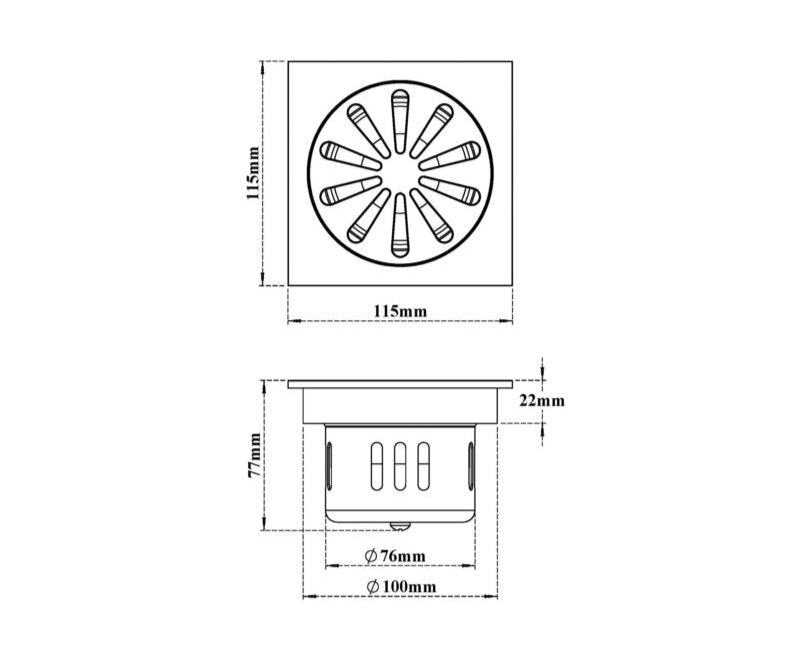 SS ROOF BALCONY DRAIN ROUND DOME - VIKING - (POLISHED CHROME -  - 0x125 mm - 0inchX5inch)