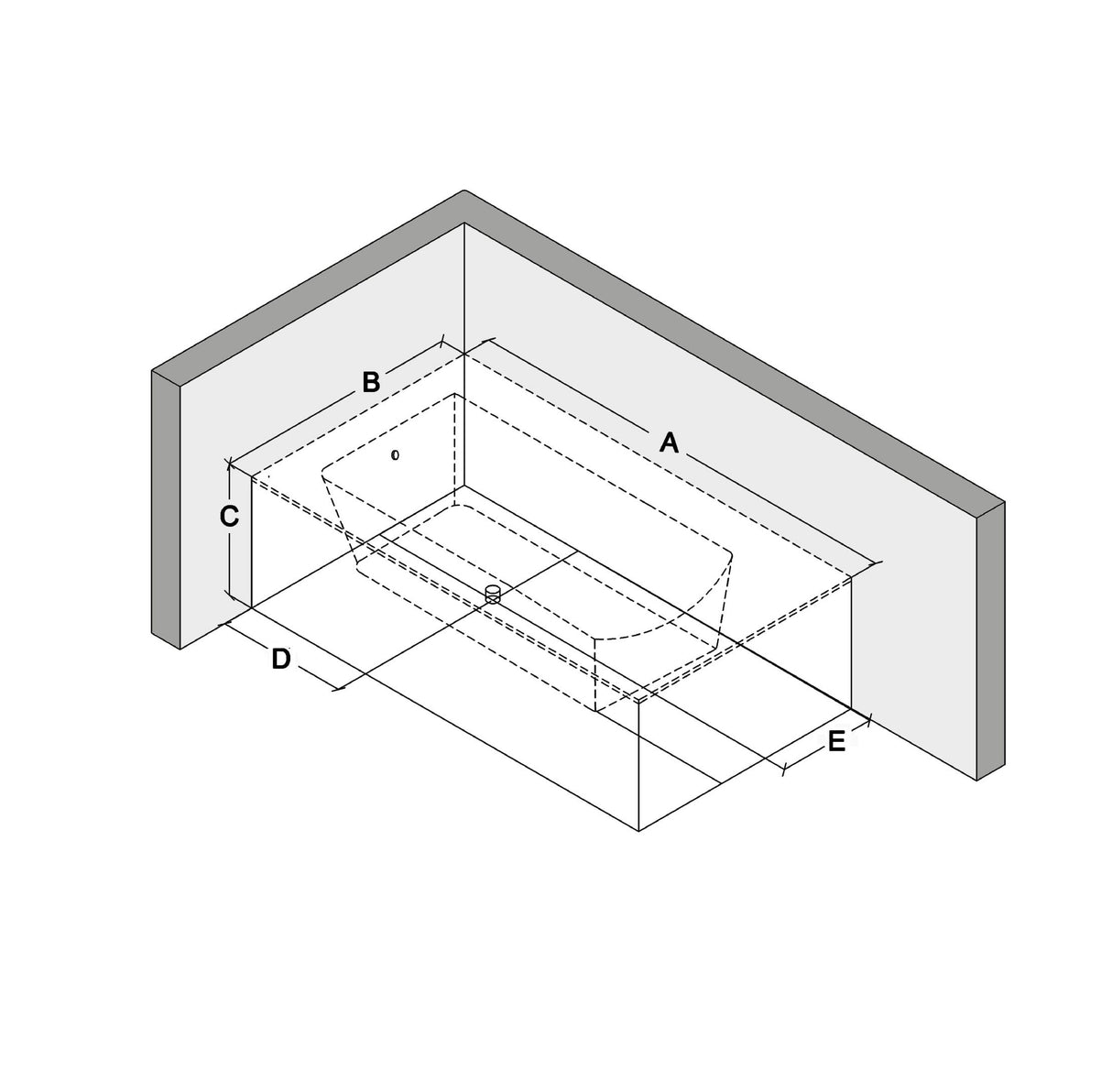 BATH TUB GP ACRYLIC (HT-400MM) - OYSTER -  ( WHITE - OLIVER - 1325x725 mm - 53inchX29inch )