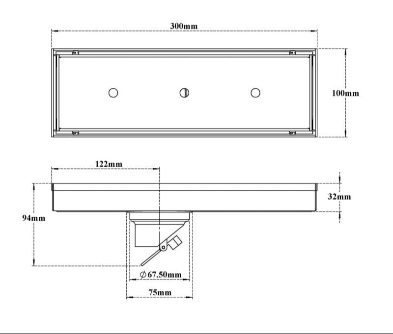 TILE MARBLE DRAINER SS 304 - VIKING -  ( CHR -  - 0x300 mm - 0inchX12inch )