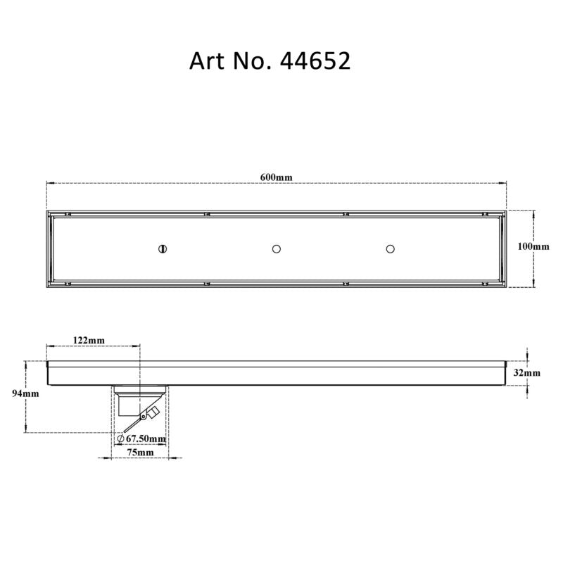TILE MARBLE DRAINER SS 304 - VIKING -  ( CHR -  - 0x600 mm - 0inchX24inch )