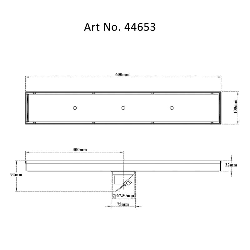 TILE/MARBLE SHOWER DRAINER RIGHT OUTLET - VIKING -  ( CHR -  - 0x600 mm - 0inchX24inch )