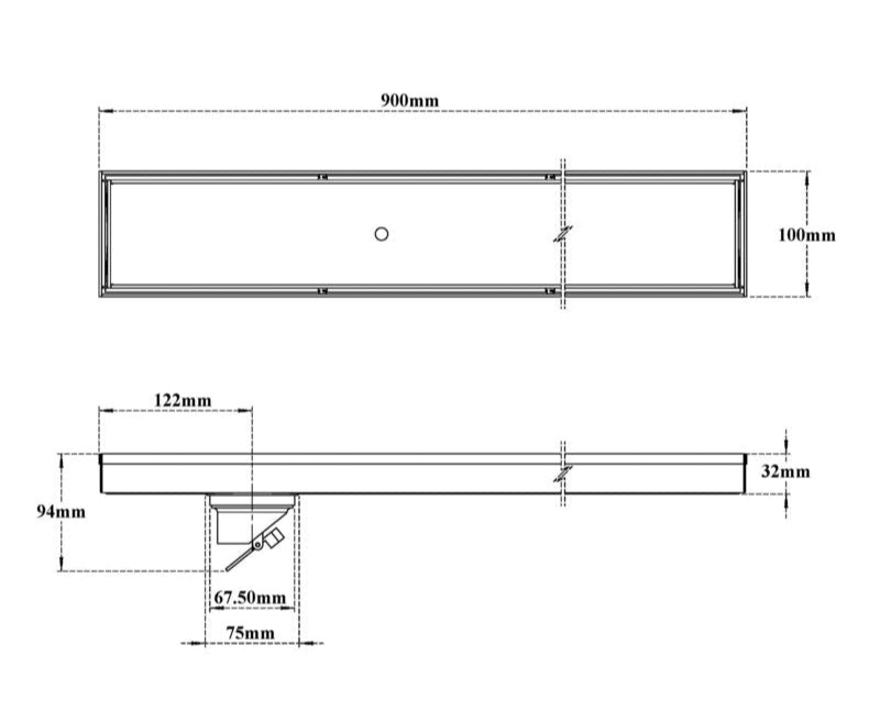 TILE MARBLE SHOWER DRAINER - VIKING - ( CHR - - 0x900 mm - 0inchX36inch )