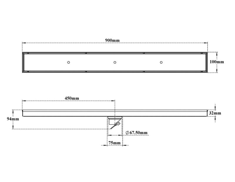 TILE/MARBLE SHOWER DRAINER CENTRE OUTLET - VIKING -  ( CHR -  - 0x900 mm - 0inchX36inch )