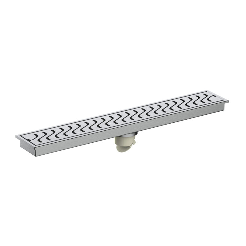 SHOWER CHANNEL DRAINER CURVES FOUL SIDE HOLE - VIKING -  ( SS 304 -  - 300x100 mm - 12inchX4inch )