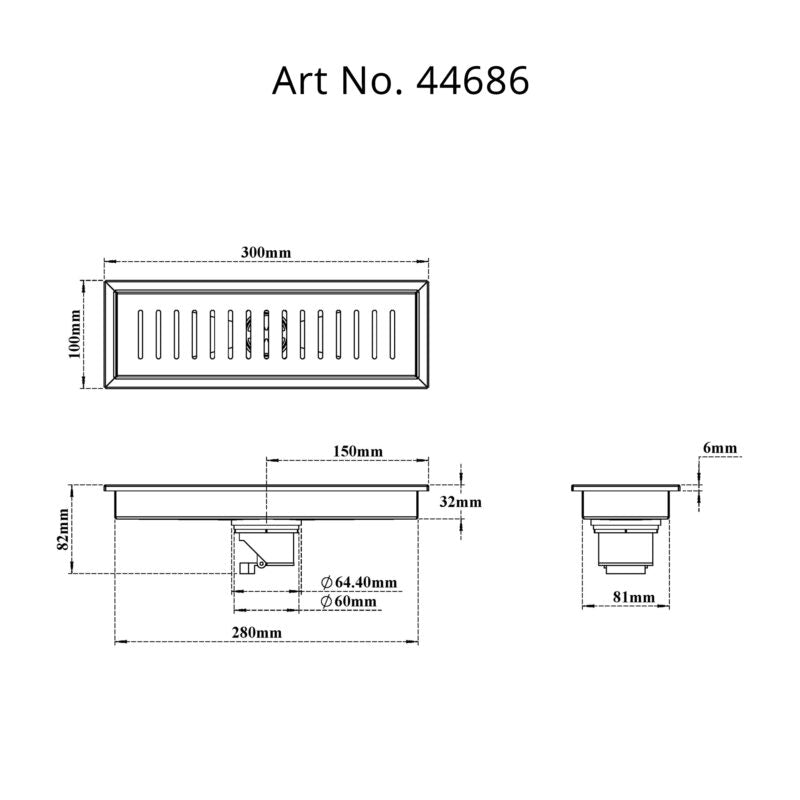 CHANNEL DRAINER W/ANTI FOUL SIDE HOLE - VIKING -  ( CHR -  - 100x300 mm - 4inchX12inch )