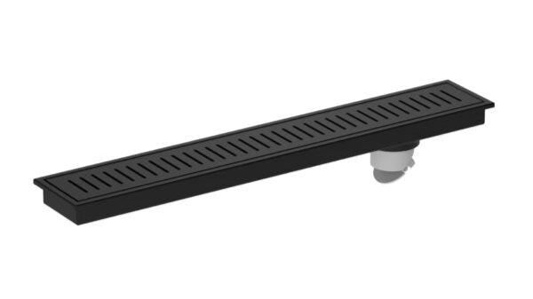 SHOWER CHANNEL DRAIN SIDE HOLE - VIKING -  ( MATT BLACK - SS 304 - 600x100 mm - 24inchX4inch )