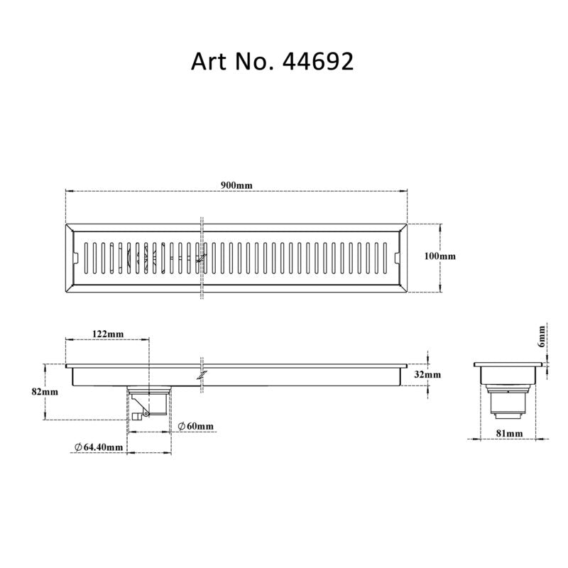 CHANNEL DRAINER W/ANTI FOUL SIDE HOLE - VIKING -  ( CHR -  - 100x900 mm - 4inchX36inch )