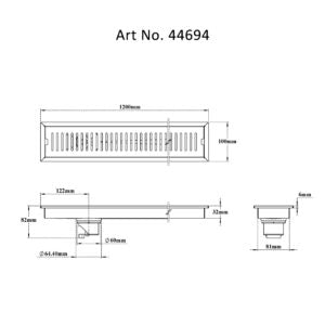 CHANNEL DRAINER W/ANTI FOUL SIDE HOLE - VIKING -  ( CHR -  - 100x1200 mm - 4inchX48inch )