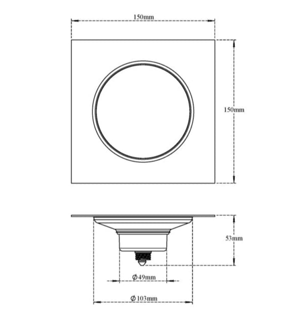FLOOR DRAINER FLAT POP-UP SQUARE - VIKING -  ( CHR -  - 0x150 mm - 0inchX6inch )