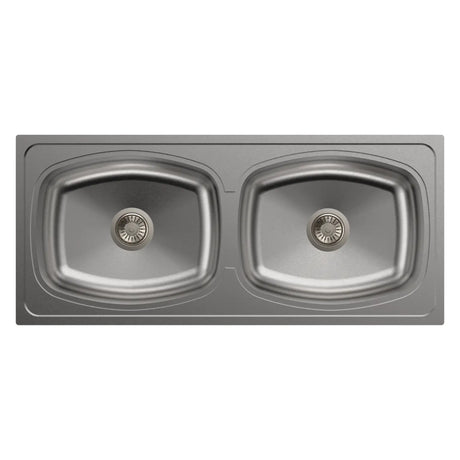 2 BOWL WITH OUT DRAIN BOARD (DEPTH 9INCH) THK 1MM - CARYSIL -  ( MATT FINISH - ELEGANCE - 1143x508 mm - 45inchX20inch )