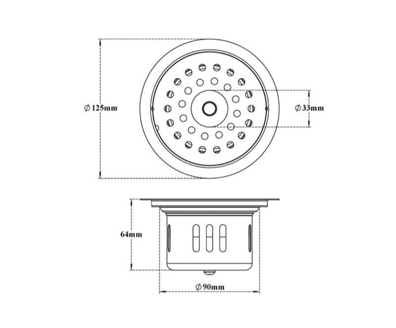DRAIN W/COCKROACH TRAP ROUND W/HOLE - VIKING -  ( SS 304 -  - 0x125 mm - 0inchX5inch )