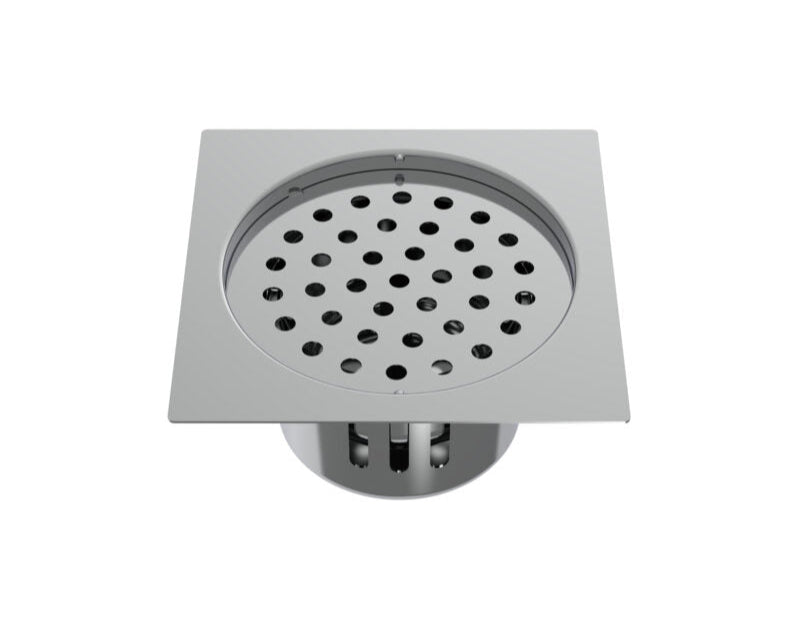 SS SQUARE DRAIN WITH COCKROACH TRAP & W/O HOLE - VIKING -  ( POLISHED - SS 304 - 150x150 mm - 6inchX6inch )