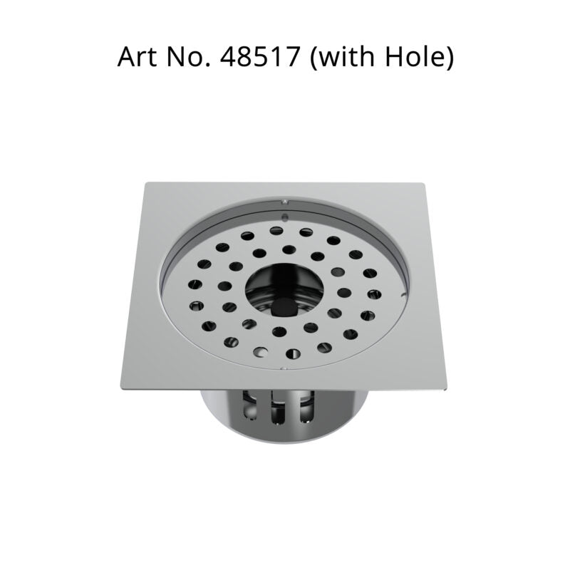DRAIN W/COCKROACH TRAP SQUARE WITH HOLE - VIKING -  ( SS 304 -  - 125x125 mm - 5inchX5inch )
