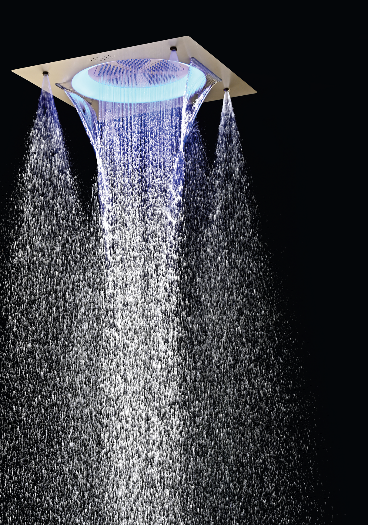 HYDRA LED CEILING SHOWER 3 FLOW WITH INST KIT - LUXELET - ( BLACK GRAPHITE - TIBO - 550x500 mm - 22inchX20inch )