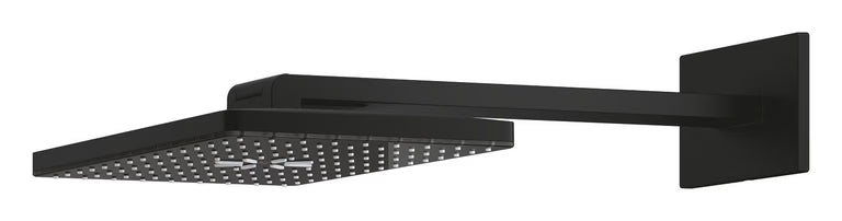RAINSHOWER AQUA RECTANGULAR HEAD SHOWER SET 430 MM CEILING SHOWER ARM - GROHE - ( PHANTOM BLACK - G5 - RAINSHOWER AQUA - 400x230 mm - 16inchX9.2inch )