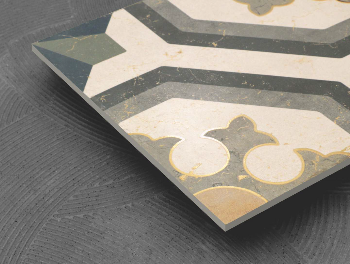 HOLY GARDENIA HL - DESIGNER TILES -  (  - 3RD FRD GLD & SILVR EDITN VITR.TILE - 300x300 mm - 12inchX12inch )