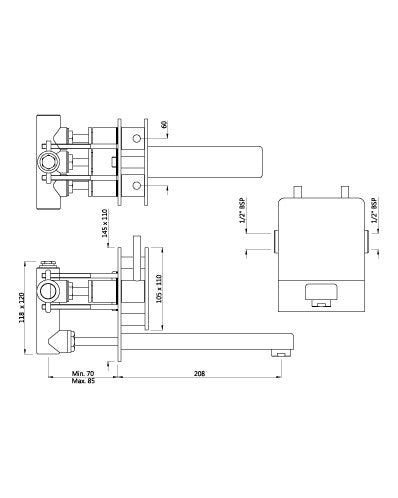 CONC. BASIN MIXER W/SPOUT(COMPOSI)- ARTIZE FAUCET - ( CHROME - ESPLENDA - 0x15 mm - 0inchX0.5inch )