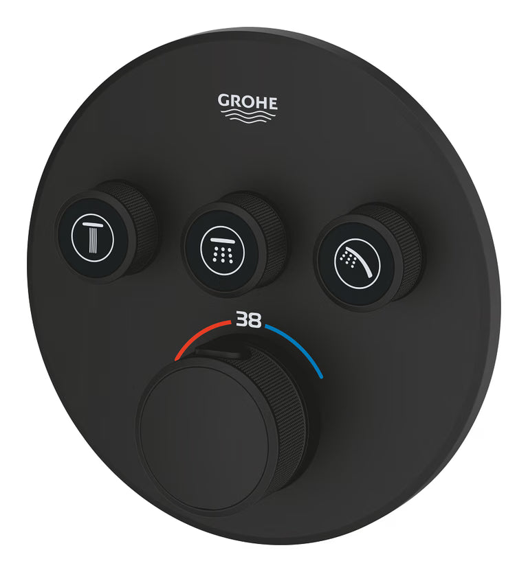 GROHTHERM SMARTCONTROL THERMOSTAT FOR CONCEALED INSTALLATION WITH 3 VALVES - GROHE - ( PHANTOM BLACK - G4 - GROHTHERM - 0x15 mm - 0inchX0.5inch )